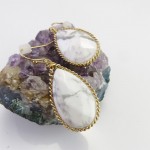 Theon Howlite White Marble Teardrop Stone Earrings